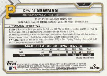 2021 Bowman Chrome #65 Kevin Newman Back
