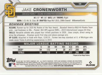 2021 Bowman Chrome #68 Jake Cronenworth Back