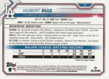 2021 Bowman Chrome #70 Keibert Ruiz Back
