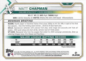 2021 Bowman Chrome #73 Matt Chapman Back
