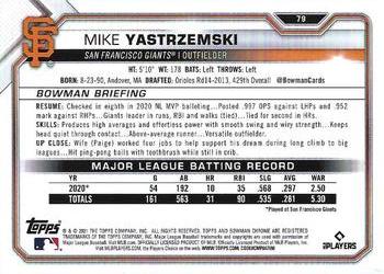 2021 Bowman Chrome #79 Mike Yastrzemski Back
