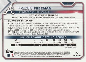 2021 Bowman Chrome #83 Freddie Freeman Back
