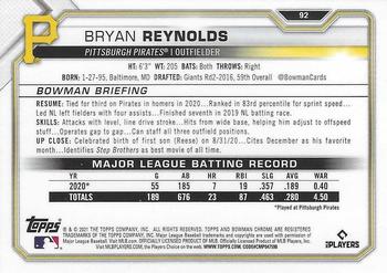 2021 Bowman Chrome #92 Bryan Reynolds Back