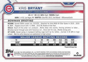 2021 Bowman Chrome #93 Kris Bryant Back