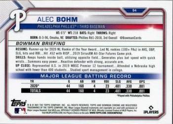 2021 Bowman Chrome #94 Alec Bohm Back