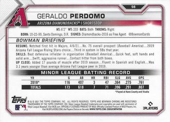 2021 Bowman Chrome #98 Geraldo Perdomo Back