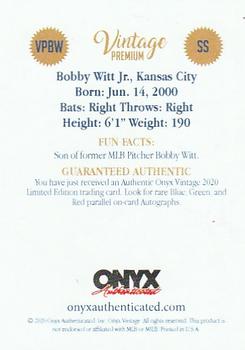 2020 Onyx Vintage Premium #VPBW Bobby Witt Jr. Back