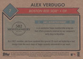 2020-21 Topps 582 Montgomery Club Set 1 #7 Alex Verdugo Back