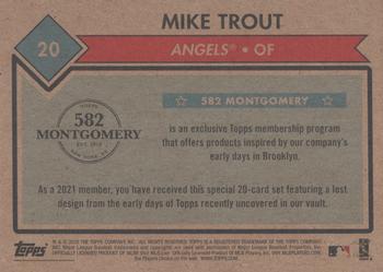 2020-21 Topps 582 Montgomery Club Set 1 #20 Mike Trout Back