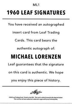 2013 Leaf Memories - 1960 Leaf Signatures #ML1 Michael Lorenzen Back