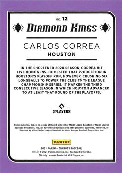 2021 Donruss - Holo Blue #12 Carlos Correa Back