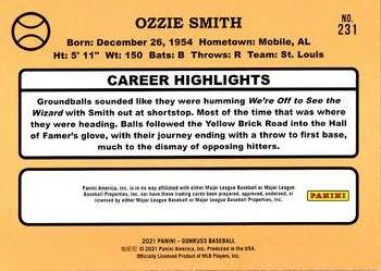2021 Donruss - Holo Orange #231 Ozzie Smith Back