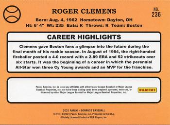 2021 Donruss - Holo Orange #236 Roger Clemens Back