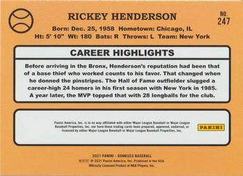 2021 Donruss - Holo Orange #247 Rickey Henderson Back