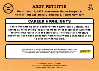 2021 Donruss - Holo Orange #248 Andy Pettitte Back