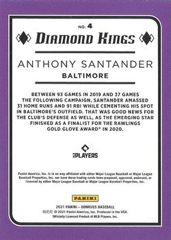 2021 Donruss - Holo Purple #4 Anthony Santander Back