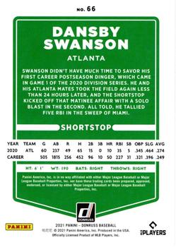 2021 Donruss - Holo Red #66 Dansby Swanson Back