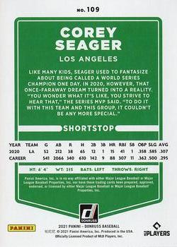 2021 Donruss - Holo Red #109 Corey Seager Back