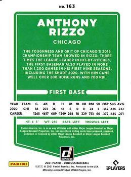 2021 Donruss - Holo Red #163 Anthony Rizzo Back