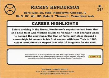 2021 Donruss - Holo Red #247 Rickey Henderson Back
