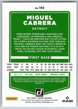 2021 Donruss - Independence Day #166 Miguel Cabrera Back