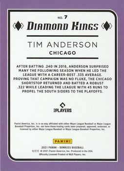 2021 Donruss - Red and White Stripes #7 Tim Anderson Back