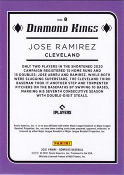 2021 Donruss - Red and White Stripes #8 Jose Ramirez Back