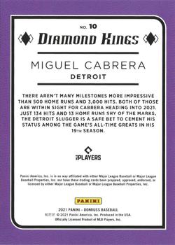 2021 Donruss - Red and White Stripes #10 Miguel Cabrera Back