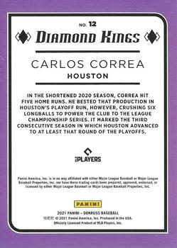 2021 Donruss - Red and White Stripes #12 Carlos Correa Back