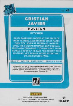 2021 Donruss - Red and White Stripes #42 Cristian Javier Back