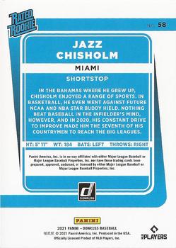 2021 Donruss - Red and White Stripes #58 Jazz Chisholm Back
