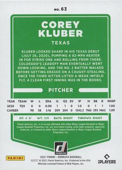 2021 Donruss - Red and White Stripes #63 Corey Kluber Back