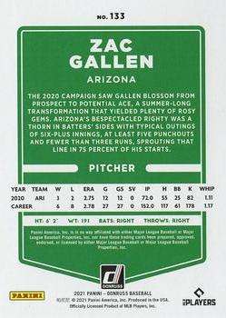 2021 Donruss - Red and White Stripes #133 Zac Gallen Back