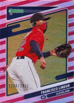 2021 Donruss - Red and White Stripes #139b Francisco Lindor Front