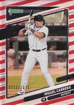 2021 Donruss - Red and White Stripes #166 Miguel Cabrera Front