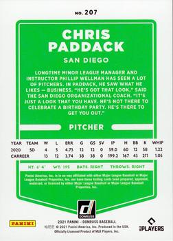2021 Donruss - Red and White Stripes #207 Chris Paddack Back