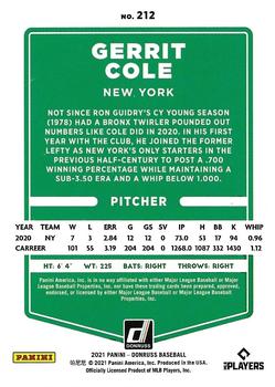 2021 Donruss - Red and White Stripes #212a Gerrit Cole Back