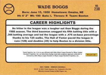 2021 Donruss - Red and White Stripes #238 Wade Boggs Back