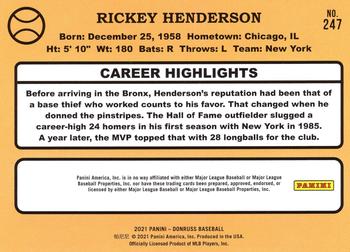 2021 Donruss - Red and White Stripes #247a Rickey Henderson Back