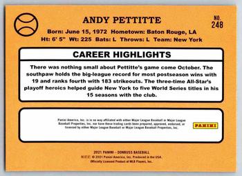 2021 Donruss - Red and White Stripes #248 Andy Pettitte Back