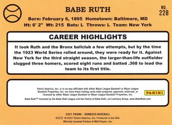 2021 Donruss - Career Stat Line #228b Babe Ruth Back