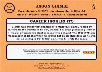 2021 Donruss - Career Stat Line #241 Jason Giambi Back