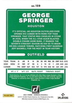 2021 Donruss - Season Stat Line #159 George Springer Back