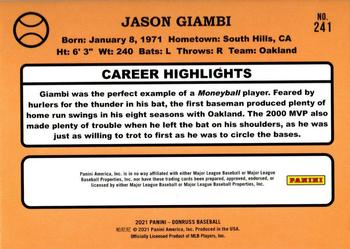 2021 Donruss - Season Stat Line #241 Jason Giambi Back