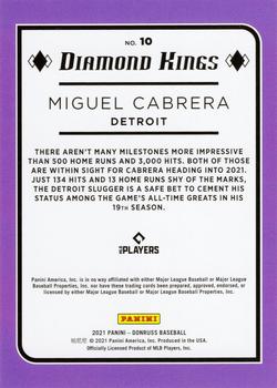 2021 Donruss - On Fire #10 Miguel Cabrera Back