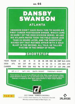 2021 Donruss - Presidential Collection #66 Dansby Swanson Back