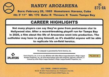 2021 Donruss - Retro 1987 Signatures Red #87S-RA Randy Arozarena Back