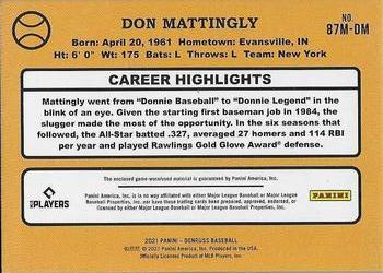 2021 Donruss - Retro 1987 Materials #87M-DM Don Mattingly Back