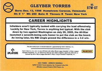 2021 Donruss - Retro 1987 Materials #87M-GT Gleyber Torres Back