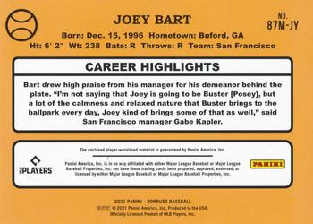 2021 Donruss - Retro 1987 Materials #87M-JY Joey Bart Back
